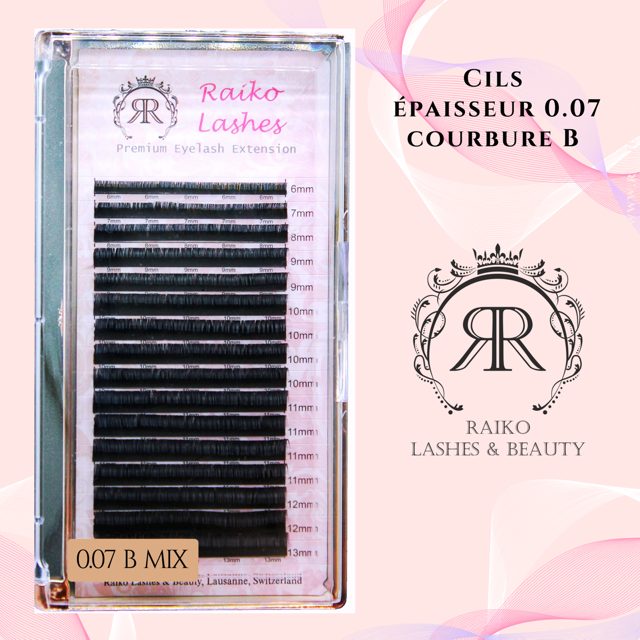 Cils Raiko Lashes Courbure B Epaisseur 0.07 MIX