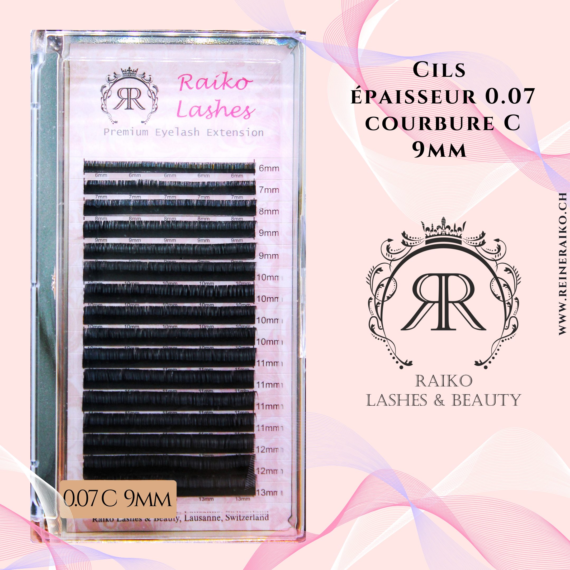 Cils Raiko Lashes Courbure C Epaisseur 0.07 Longueur 6, 7, 8, 9, 10, 11, 12, 13, 14, 15 mm – Image 8